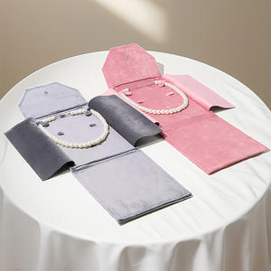 ถุงผ้ากำมะหยี่หรูหราสำหรับใส่สร้อยคอมุก พร้อมกระดุมแป๊ก สำหรับใส่ต่างหู แหวน สร้อยคอ ชุดเครื่องประดับ ป้องกันฝุ่น - Product Image 5