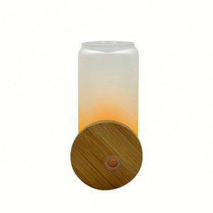 Vaso de Vidrio Esmerilado de 16 oz con Tapa de Bambú, para Sublimación, Color Degradado, para Cerveza o Agua - Product Image 4