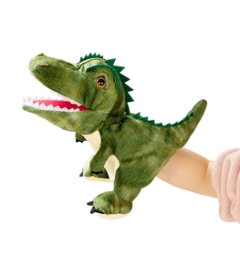 Marioneta de Mano de <span class=keywords><strong>Dinosaurio</strong></span> Tiranosaurio de Peluche Súper Suave con Boca Abierta para Actuaciones en Jardín de Niños, Marioneta de Dedo para Padres e Hijos - Product Image 1