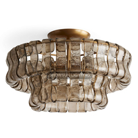 Plafonnier LED moderne avec verre fumé rond Lumière intérieure décorative pour salon Alimentation CA avec base en métal