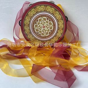 Tambor de mano Orff de 8 pulgadas, instrumento de percusión Dunhuang Flying Apsaras con cinta exótica para presentaciones de danza - Product Image 5