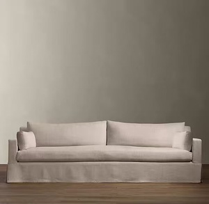 Sofá de algodón y lino en estilo <span class=keywords><strong>vintage</strong></span> de campo francés-Tela lavable RH para sala de estar, apartamento, hotel y habitaciones de hotel. - Product Image 2