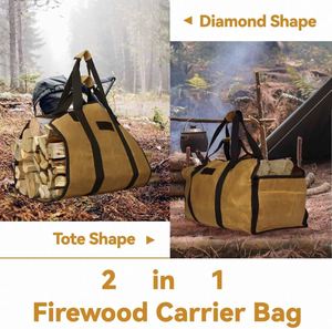 Échantillon gratuit sac fourre-tout en toile cirée solide avec poignée de support de bois de chauffage extra longue durée sac de transport en bois robuste - Product Image 4