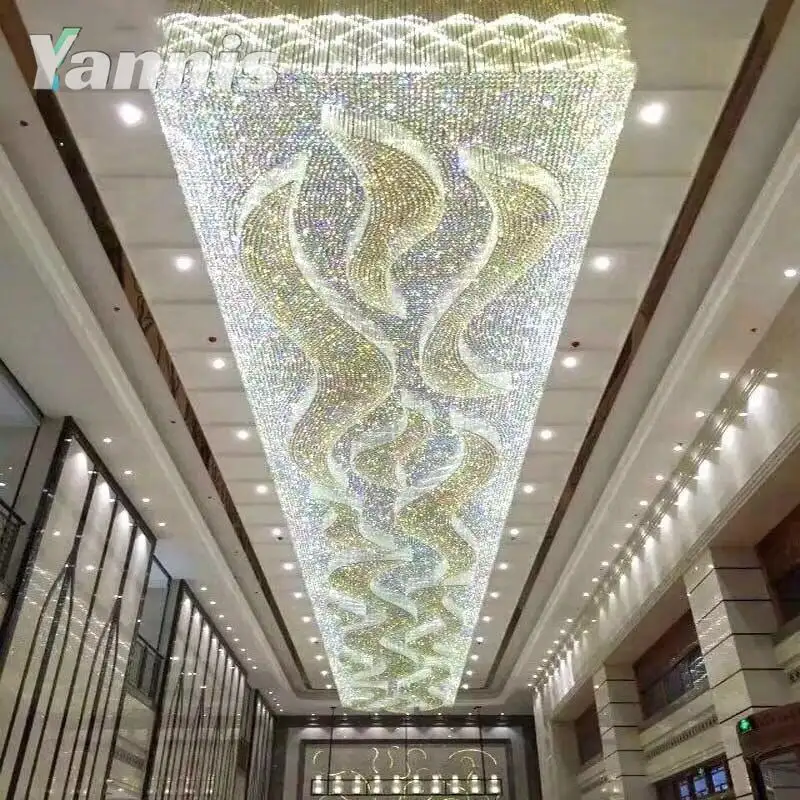 Modern otel lobisi avizesi tavan led ışık lüks kare kristal avize oturma odası yatak yemek odası aydınlatma armatürleri