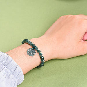 หยกธรรมชาติ หยกน้ำเงินฟิลิปปินส์ สร้อยข้อมือหยกแฟชั่นเรียบง่าย UNISEX ของขวัญพร้อมใบรับรองการประเมินราคา SL83 - Product Image 4