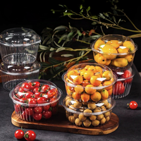 Vente en gros Boîte de bols à salade de fruits ronde en plastique PET réutilisable jetable transparente 20oz 24oz 48oz avec couvercles à emporter
