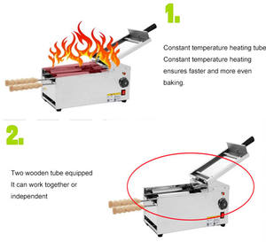 Máquina Kurtos Kalacs de cono de helado pequeño, máquina eléctrica comercial de 2 rollos, máquina de pastel de chimenea, máquina de pastel de chimenea - Product Image 5