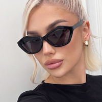 Lunettes de soleil rétro polygonales à petite monture œil de chat UV400 légères en PC tendance pour adultes