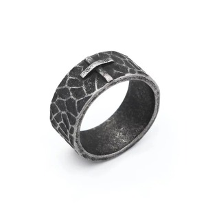 Yunnique – bague croisée à texture viking en acier inoxydable pour hommes, bijoux de style punk, cadeau - Product Image 5
