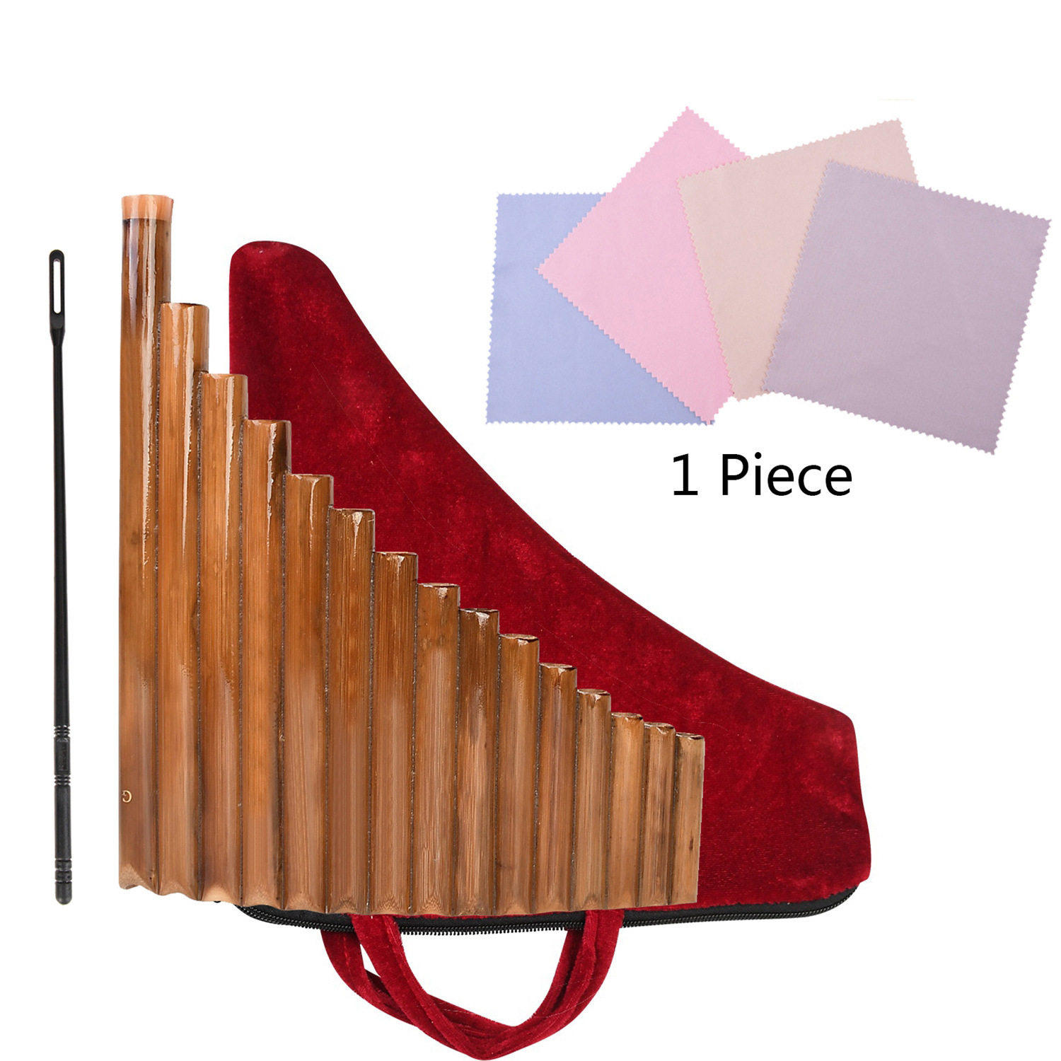 Flûte De Pan Chinoise 15 Tubes - Bois Naturel - Accord Sol Majeur - Instrument Vent Traditionnel - Débutants