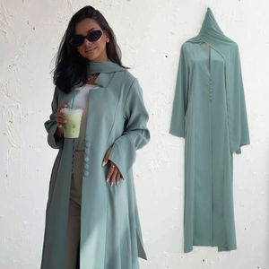 Nueva Abaya Elegante de Talla Grande para Otoño 2026, Vestido Musulmán para Mujer, Color Sólido, Cárdigan Nida, Abrigo, Moda Eid, Modesto, Abierto con Hiyab - Product Image 3
