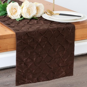 Brown Quilted <b>Table</b> <b>Runner</b> Geometric Pattern Classic Style Polyester Washable Home Use - Product Image 1
