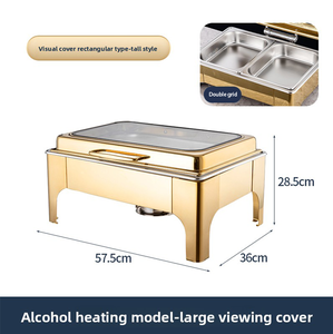 ชุดอุ่นอาหารบุฟเฟ่ต์ทรงสี่เหลี่ยมผืนผ้า แก้วคุณภาพสูง ความจุ 9 ลิตร พร้อมฐานสแตนเลส ใช้แก๊สทองคำ ยี่ห้อ TaiDing - Product Image 5
