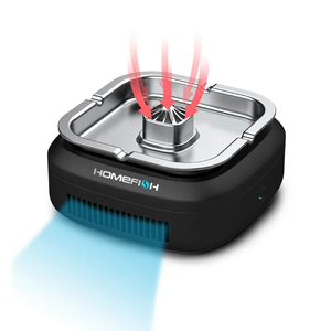 Cendrier électrique multifonctionnel en acier inoxydable Homefish, purificateur d'air, filtre HEPA, batterie longue durée, cendrier purificateur d'air - Product Image 2