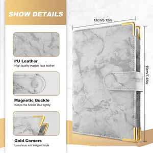 Cahier en marbre de haute qualité en cuir PU A6 liant 60 feuilles à feuilles mobiles Mini journal à glissière 6 trous main grand livre cartes budgétaires en espèces - Product Image 3