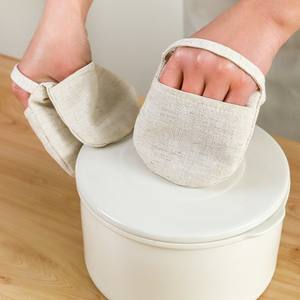 Gants de four épaissis de style japonais personnalisés en coton et lin résistants à la chaleur 18,5 cm pour la cuisine, la pâtisserie et l'usage domestique - Product Image 1