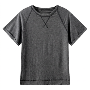 Women's Casual Crewneck Raglan T-Shirt Solid Color Knitted Short Sleeve Breathable Regular Fit Spring Summer <b>Top</b> - Product Image 1