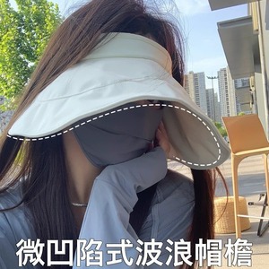 Women's Sun Visor Hat Wide Brim UV Protection Breathable Foldable Outdoor Fashion Cap Black - Product Image 3
