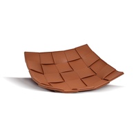 Plateau de rangement moderne et minimaliste en similicuir tressé, pliable et empilable, pour entrée, porte-clés et organisateur de télécommandes de bureau