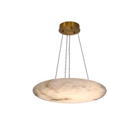 Lustre de salon villa en albâtre naturel créatif de design moderne, lustre nordique rond en marbre pour salle à manger d'hôtel