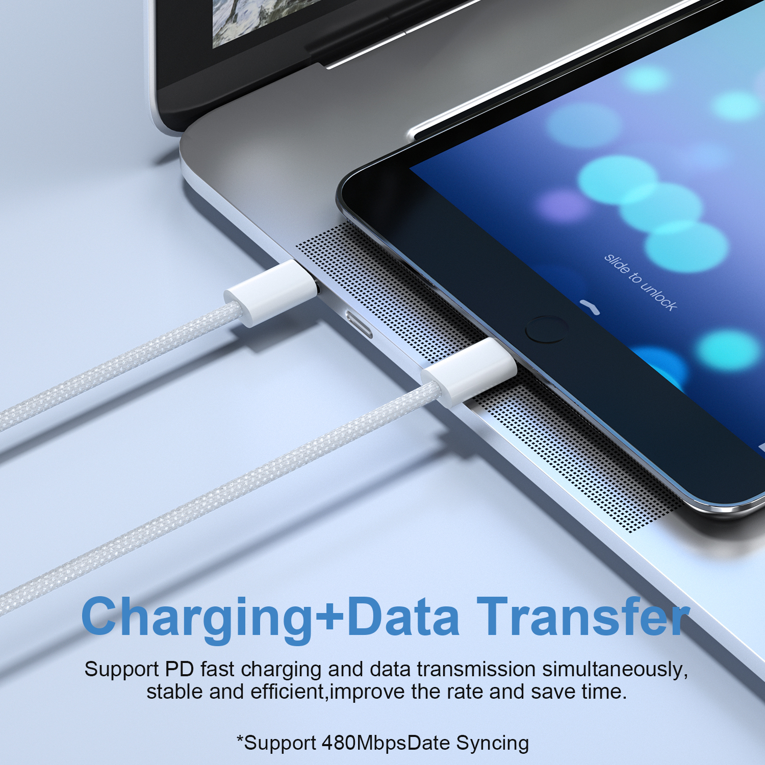 Phone Accessories White 60W Braided PD Fast Charging USB C to Type C 20V 3A Usb c Kabel Charging Cable Wholesale for iPhone 15 · image 6