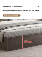 Lit de rangement en bois massif Shinao WS-Oak 1,5m/1,8m, design moderne et simple, capacité de charge de 600 kg et garantie de 10 ans