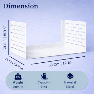 ชั้นวางของโลหะทันสมัย ขนาด S สีขาว ทนทาน ตกแต่งสวยงาม ชั้นวางลอยสำหรับบ้าน สำนักงาน ห้องนั่งเล่น ห้องนอน พื้นที่ทำงาน - Product Image 6