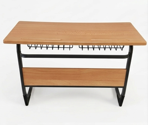 โต๊ะนักเรียนแบบคู่พร้อมชั้นวางของ โครงเหล็ก ท็อปเวอร์ซาลิต สำหรับโรงเรียน ขายส่ง - Product Image 6