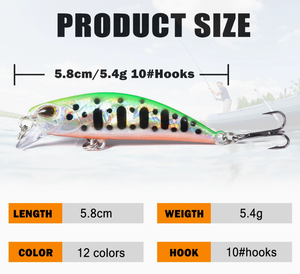 <span class=keywords><strong>Leurre</strong></span> Minnow Coulant Ultraléger 5g 58mm Jerkbait Dur pour la Pêche à la <span class=keywords><strong>Truite</strong></span>, à la Perche et au Bar en Rivière et en Ruisseau, Wobbler Artificiel - Product Image 2