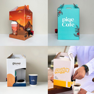 Contenitore Personalizzato per Caffè da Asporto, Scatola in Carta Kraft per Imballaggio di Caffè e Tè con Porta Tazza - Product Image 2