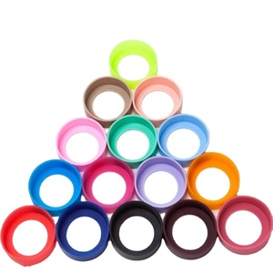 OKSILICONE 7cm Manchon de protection coloré réutilisable en silicone antidérapant pour bouteille d'eau à boire directement - Product Image 4