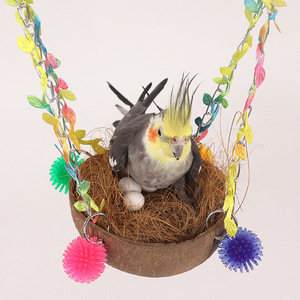 Nido de pájaro de cáscara de coco natural, nido de loro, nido para dormir, caja de cría universal para las cuatro estaciones, hamaca, nido de hierba, nido para dormir - Product Image 3