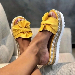 Fashionable Women's Platform <b>Slippers</b> Knot Open Toe Solid Color Anti Casual <b>Slippers</b> - Product Image 5