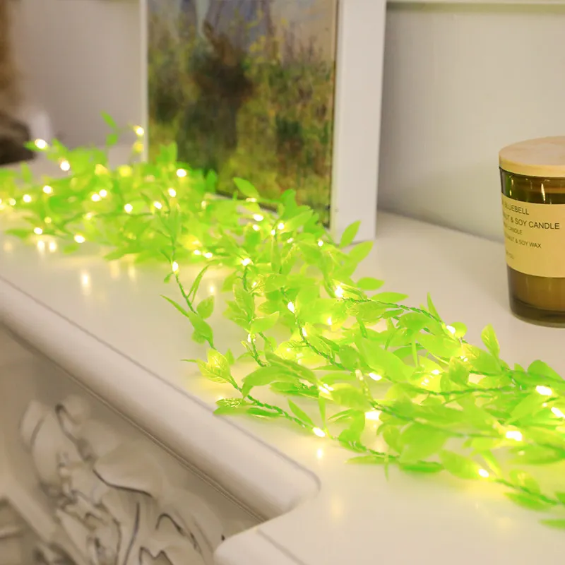 2021 yeni yapay Garland sahte bitki yaprağı asılı LED dize ışık LED peri ışıkları dekoratif parti düğün için