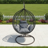 Fauteuil suspendu moderne en métal noir pour extérieur avec coussin à séchage rapide pour jardin, balcon et parc