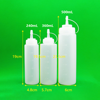 Bouteille distributeur de sauce à presser en plastique claire 240ml 360ml 500ml liquide étanche avec bouchon et couvercle