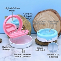 Étui compact cosmétique rond à 3 compartiments de 9 g, vide, avec miroir intégré