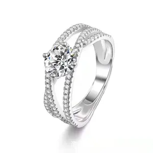 Bling Bling Opening Diamanten Ring Verloving Trouwring Brass Crystal Ringen Anillo De Diamante