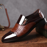 Chaussures habillées pour hommes, mocassins en cuir à bout pointu avec boucle métallique, à enfiler, pour mariage, bureau ou tenue décontractée