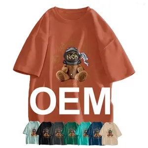 팩토리 OEM 커스텀 컬러 셔츠 매우 무거운 면 dtg 박시 남성 대형 드롭 숄더 슬로건 & 풍경 프린트 티 도매 티셔츠