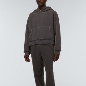 OEM Manufacturer Wholesale Drop Shoulder <b>Vintage</b> Blank Hooded <b>Sweater</b> Custom Men Acid Wash Gray Hoodie - Product Image 3