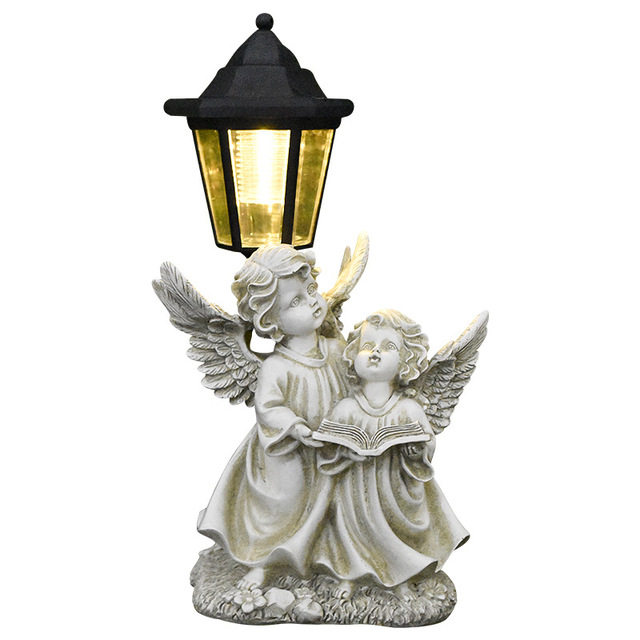 Cross Border Angel Statue Figurine Solar Resin Crafts Ornaments Home Courtyard Lawn Path Decoration Night Light