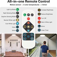 Lámpara de Techo LED Recargable con Sensor de Movimiento, Control Remoto, Batería de 8000mAh, Clasificación IP33, 3 Colores Atenuables, Magnética, Inalámbrica, para Armario