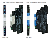 Relais à interface solide RV8H/RV8S, format compact, 6/14 mm CID2 SPST, montage sur rail DIN, type à vis/à ressort, entrée 48 VDC, sortie 6 VDC, 6 A-16 A, RoHS