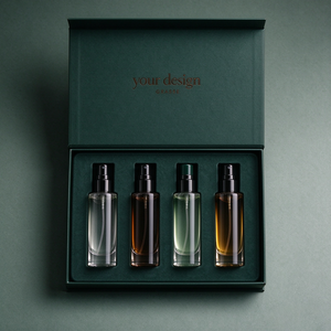 Boîte cadeau rigide vert foncé de luxe avec logo personnalisé en feuille d'or, insert en éponge, emballage pour flacon de parfum - Product Image 5