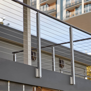 Système de balustrade de balcon en câble avec poteaux en acier inoxydable satiné, montage au sol, DIY, résistant à la rouille, Reilbu Contemporary - Product Image 2