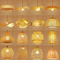 Lampes suspendues Bambou Led Plafonniers En Gros Bambou Tissage Lustre Rotin Suspension pour Restaurant