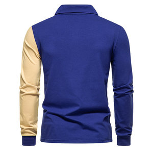 <span class=keywords><strong>Nuova</strong></span> T-shirt da Uomo a Maniche Lunghe con Colletto a Contrasto, T-shirt Casual di Marca alla Moda - Product Image 3