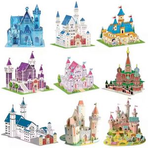 Puzzle 3D personnalisé, modèle de château, maison de poupée, jeux de construction DIY, jouets en carton pliable pour enfants, dessins animés - Product Image 1