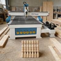 Machine de fraisage CNC 4 axes pour le traitement 3D du bois, du PVC, de l'acrylique et des métaux mous, avec moteur à engrenages rotatif à 360 degrés, broche unique et cœur PLC